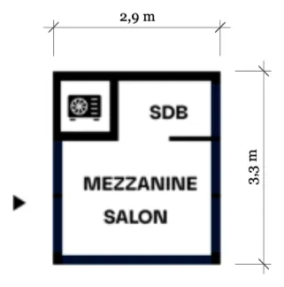 Plan du module 3 × 3, Nano studio, 7,5 m²